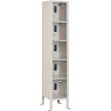 Global Industrial 5-Tier 5 Door Clear View Locker, Digital Lock, 12"Wx12"Dx66"H, Tan, Unassembled