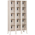 Global Industrial 5-Tier 15 Door Clear View Locker, Digital Lock, 36"Wx12"Dx66"H, Tan, Unassembled