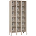 Global Industrial 6-Tier 18 Door Clear View Locker, Digital Lock, 36"Wx18"Dx78"H, Tan, Unassembled