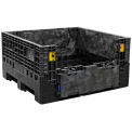 Buckhorn Plastic Collapsible Bulk Container, 48&quot;L x 45&quot;W x 25&quot;H, 2500 lb. Capacity, Black