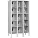 Global Industrial 5-Tier 15 Door Clear View Locker, Digital Lock, 36"Wx18"Dx 66"H, Gray, Assembled