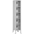 Global Industrial 5-Tier 5 Door Clear View Locker, Digital Lock, 12"W x 12"D x 66"H,Gray, Assembled