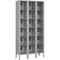 Global Industrial 6-Tier 18 Door Clear View Locker, Digital Lock, 36"Wx12"Dx 78"H, Gray, Assembled