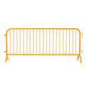 Global Industrial Steel Crowd Control Barrier, 8-1/2'L x 43"H, Bridge Feet, Powder Coat Yellow