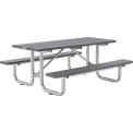 Global Industrial Outdoor 8' Rectangular Picnic Table, Recycled Plastic with Steel Base, Gray