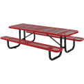 Global Industrial 8&#39;L Rectangular Picnic Table, Expanded Metal, Red