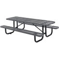 Global Industrial 8&#39;L Rectangular Picnic Table, Expanded Metal, Gray