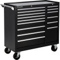 Global Industrial Roller Tool Cabinet, 15 Drawers, 39-3/8"W x 18"D x 33-1/4"H, Black