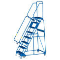 Global Industrial 8 Step Steel Rolling Ladder with 24&quot;W Perforated Step, Blue