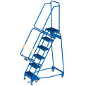 Global Industrial 6 Step Narrow Steel Rolling Ladder with 16&quot;W Perforated Step, Blue