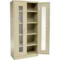 Global Industrial Clear View Storage Cabinet, 36"W x 18"D x 78"H, Tan, Assembled