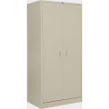 Global Industrial Assembled Storage Cabinet, Turn Handle, 36"W x 24"D x 78"H, Tan