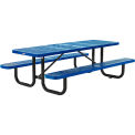 Global Industrial 8' Rectangular Picnic Table, Perforated Metal, Blue