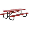 Global Industrial 8' Rectangular Picnic Table, Perforated Metal, Red