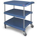 Metro myCart&#8482; 3-Shelf Utility Cart with Chrome-Plated Posts, Blue, 28x23&quot; Shelves