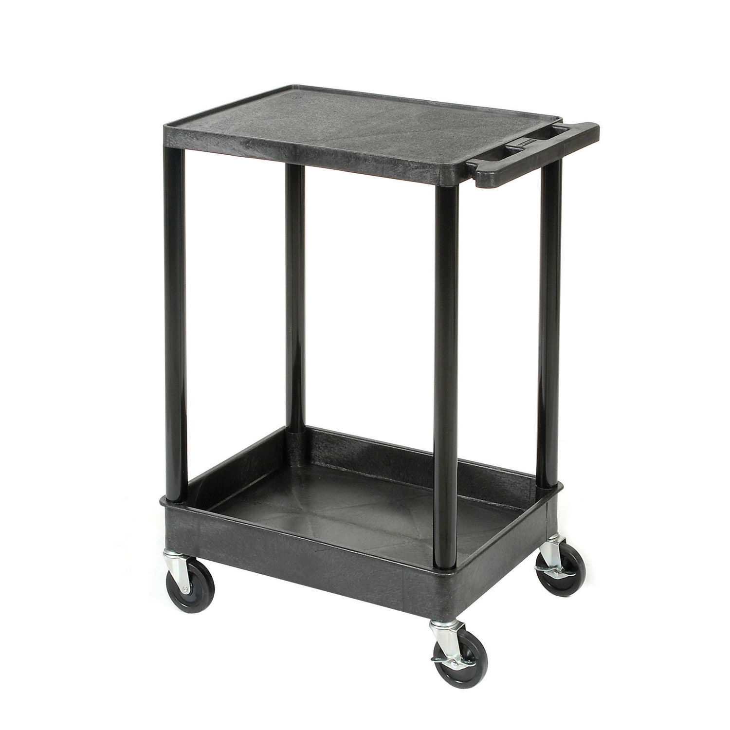 Luxor Flat Top Shelf 2 Shelf Plastic Cart, 4" Casters, 400 Lb., 32"L x