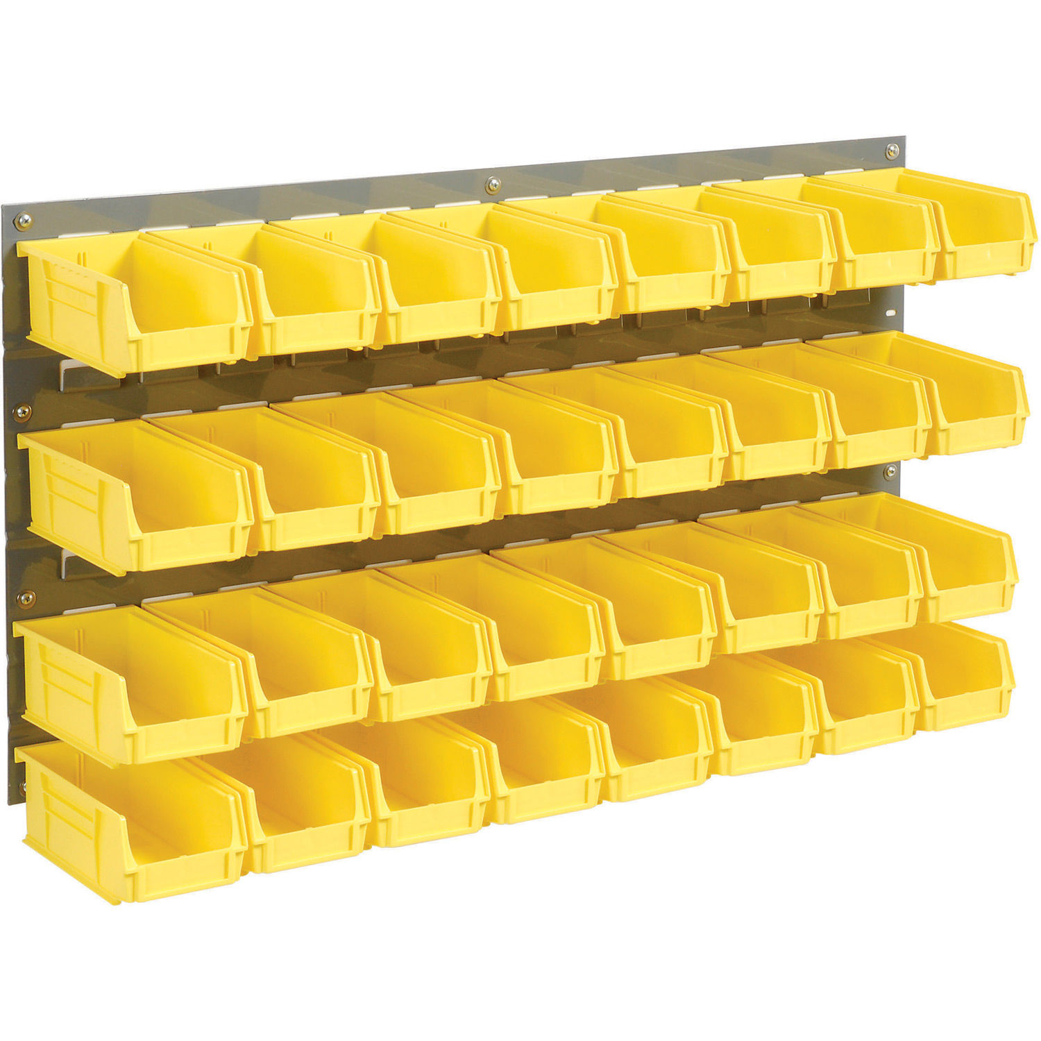 Wall Bin Rack Panel with (32) Yellow Bins, 36x7x19 eBay