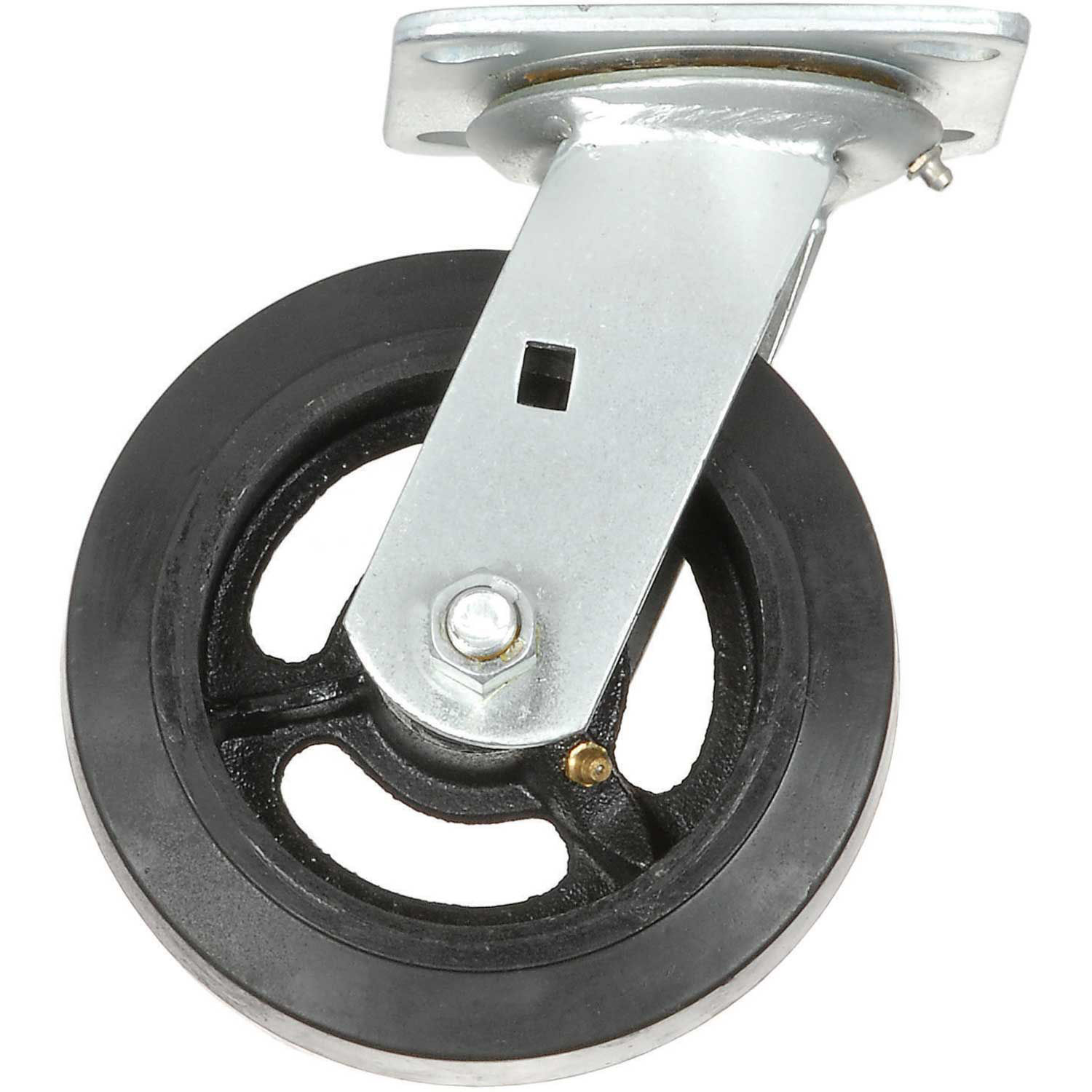 6" Moldon Rubber Wheel, Heavy Duty Swivel Plate Caster, 500 lb