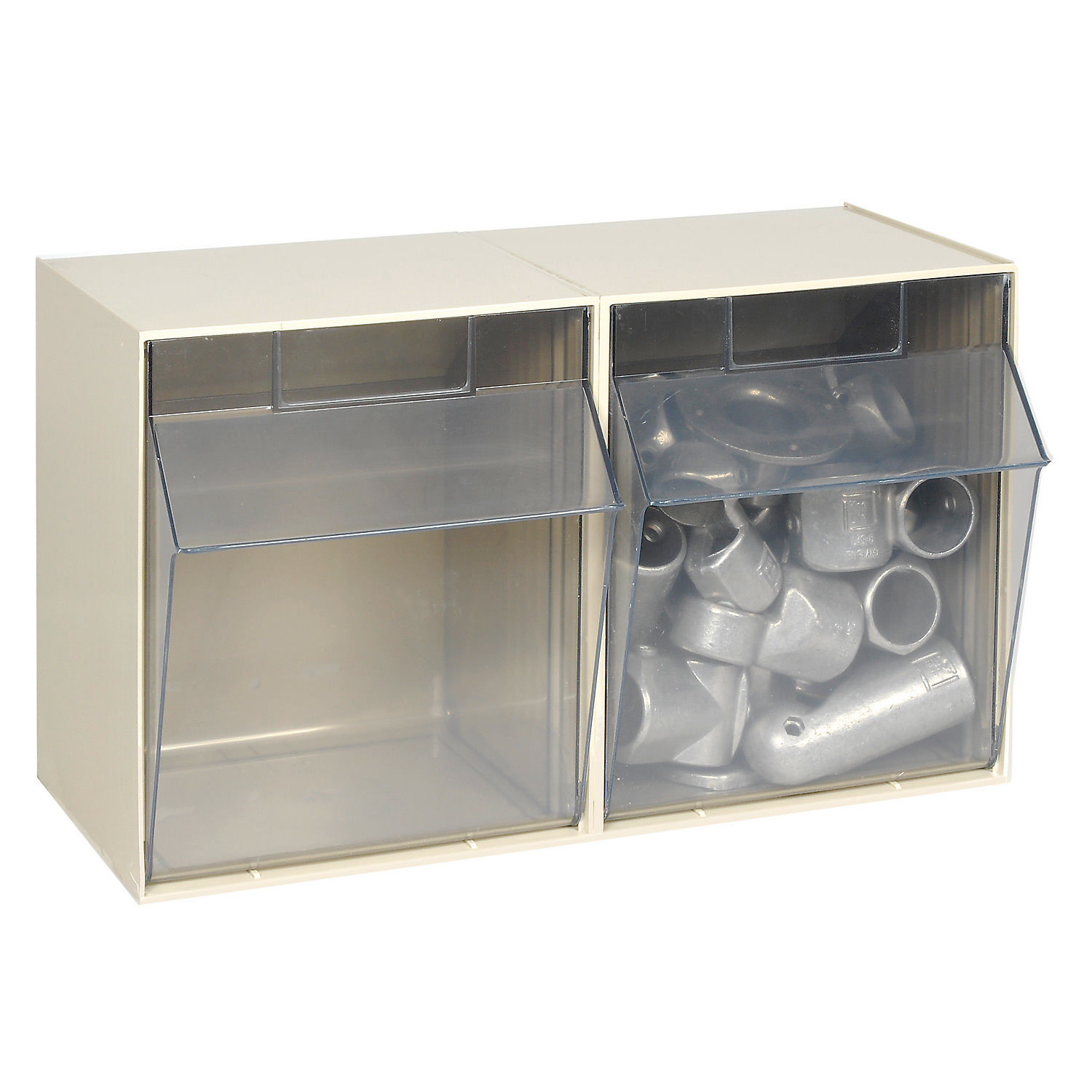Quantum QTB302 Tilt Out Storage Bin 2 Compartments Ivory 651588034514