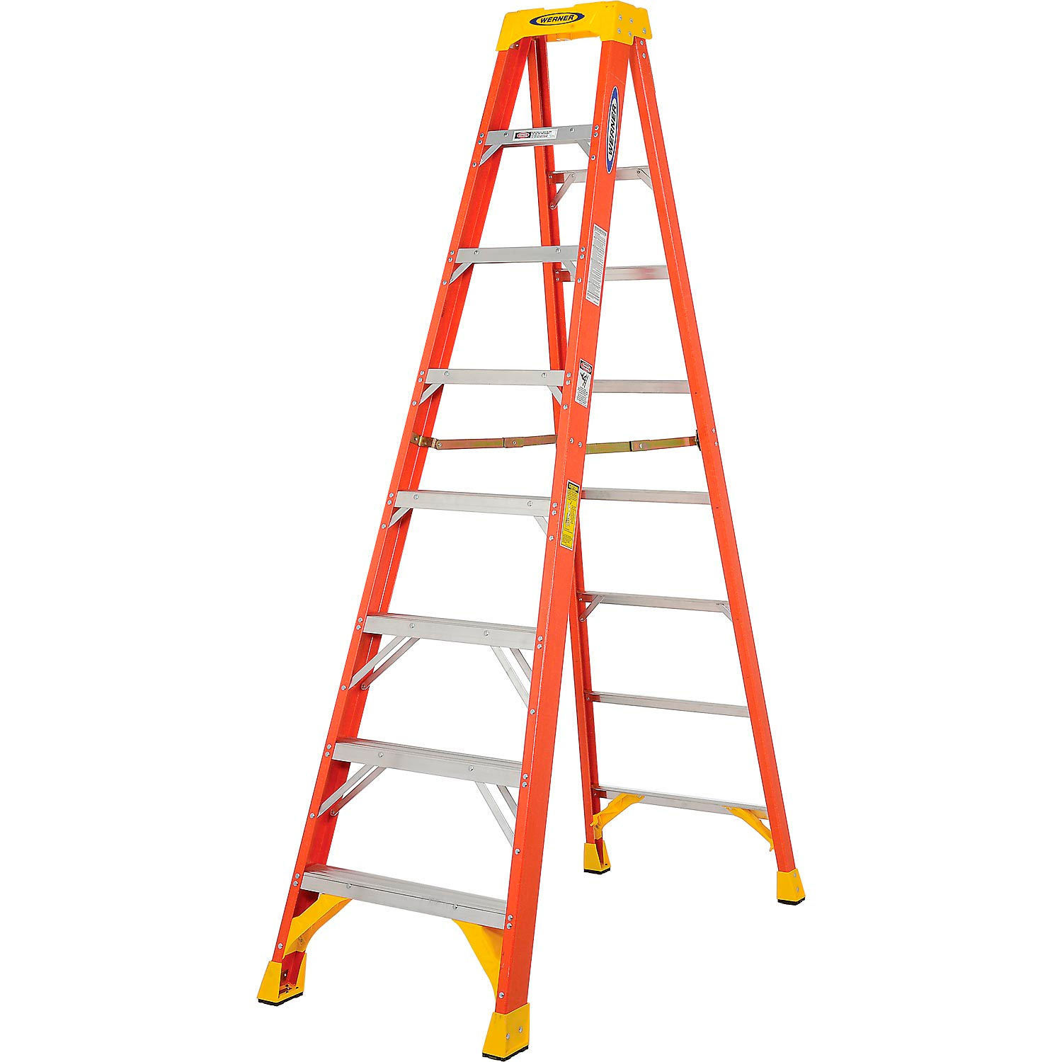 Werner 6208 8' Fiberglass Step Ladder w/ Plastic Tool Tray 300 lb. Cap ...