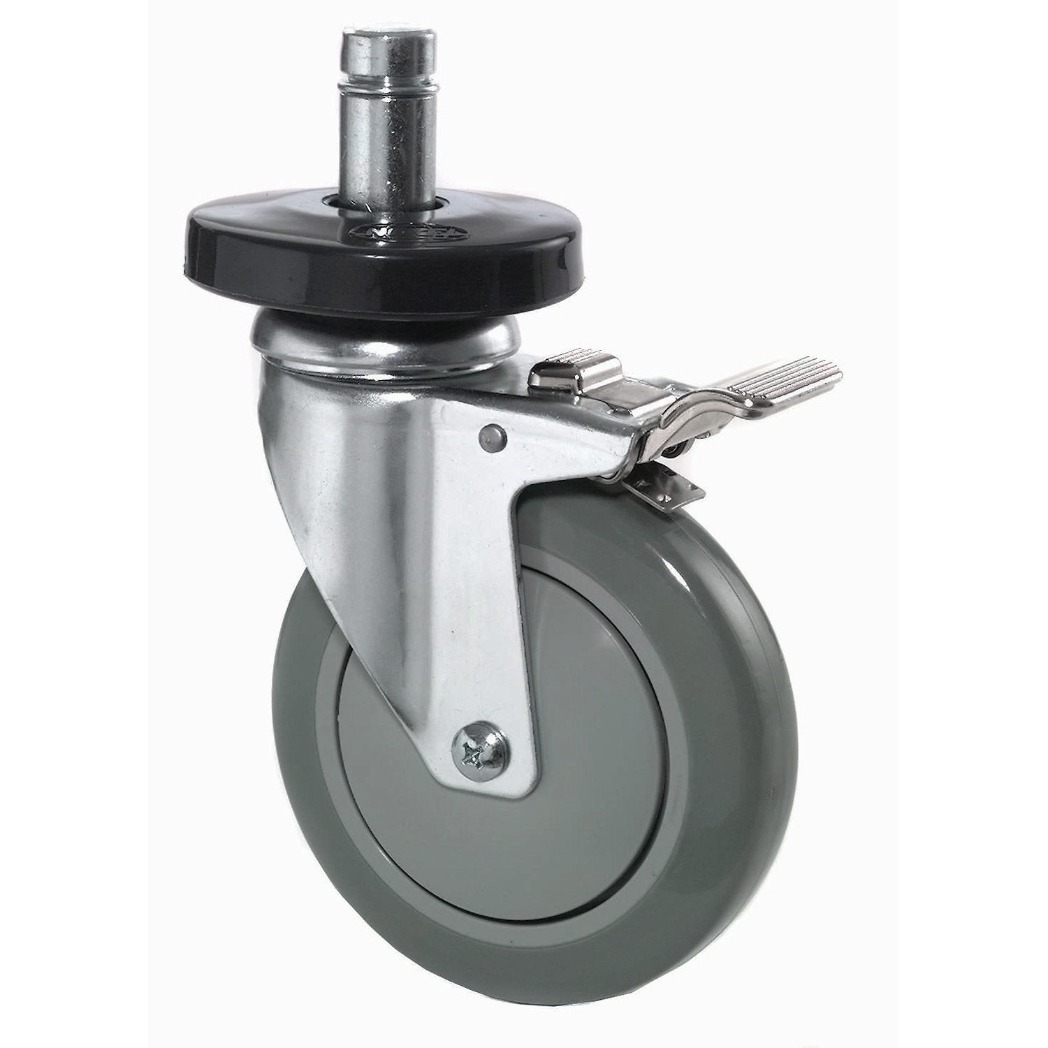 Stainless Steel Stem Casters, (2) 5" Polyurethane, (2) with Brakes