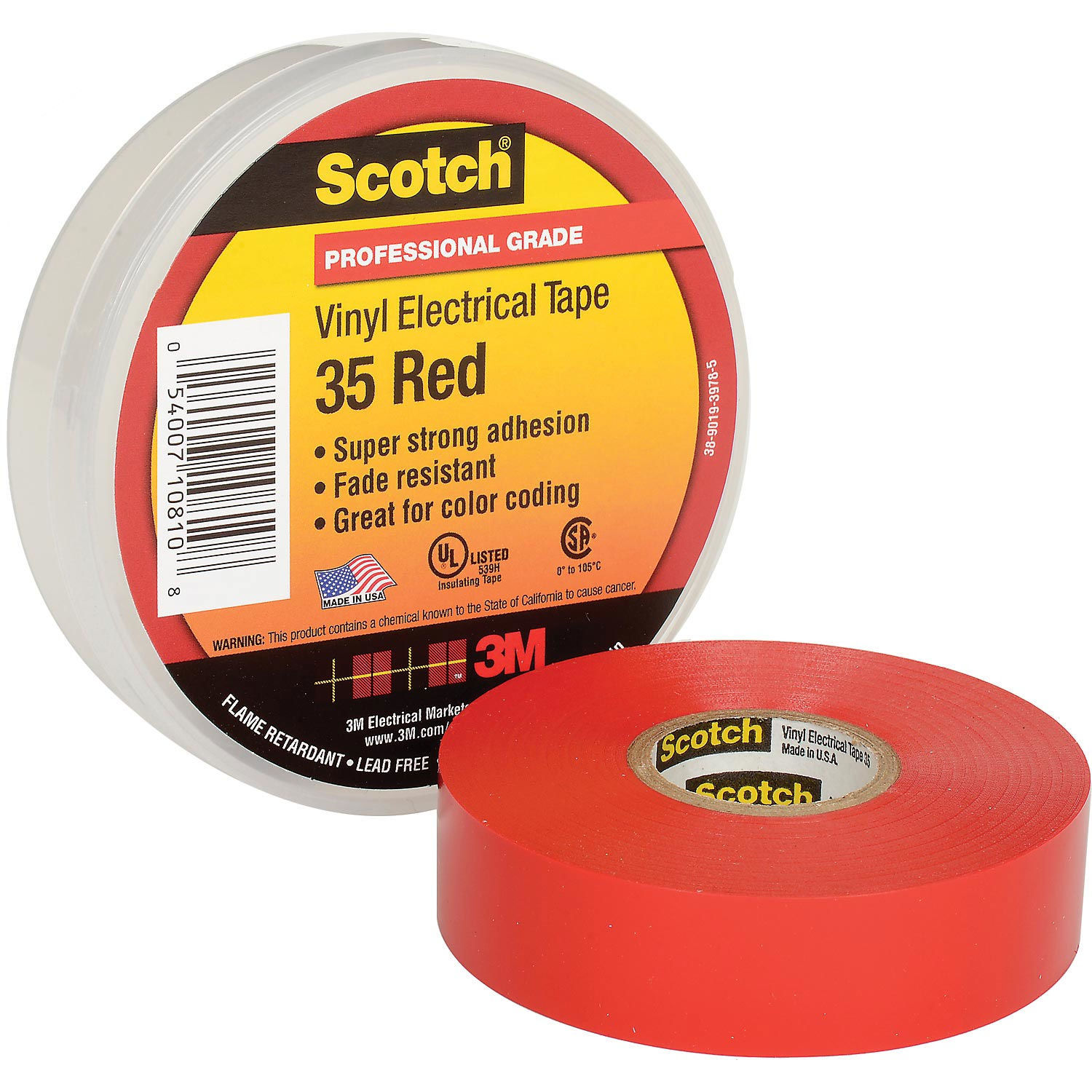 3m Scotch Vinyl Electrical Color Coding Tape 35 Red 7Mil 3 4 X 66   30134819 