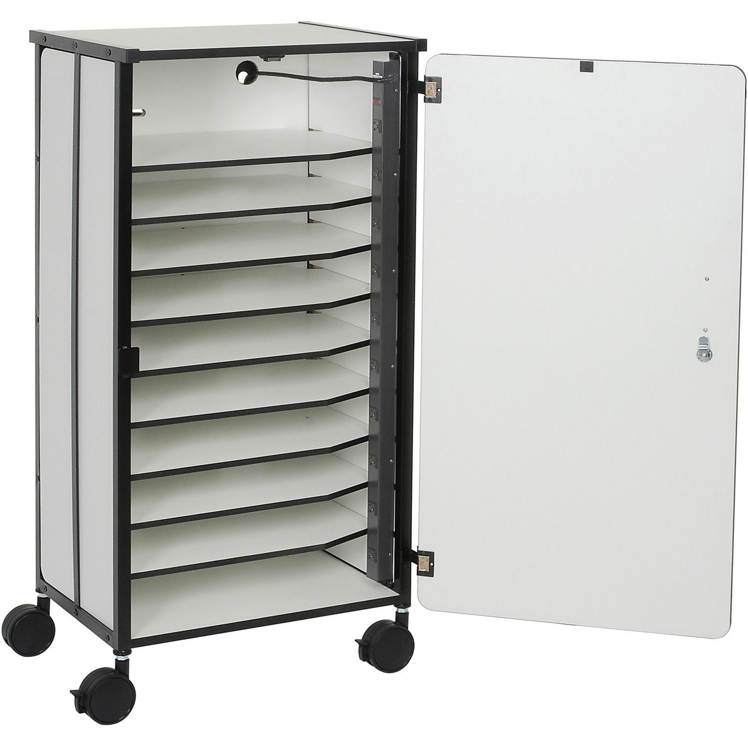 Laptop Charging Station, 10-Device Rolling Open Charging Cart For