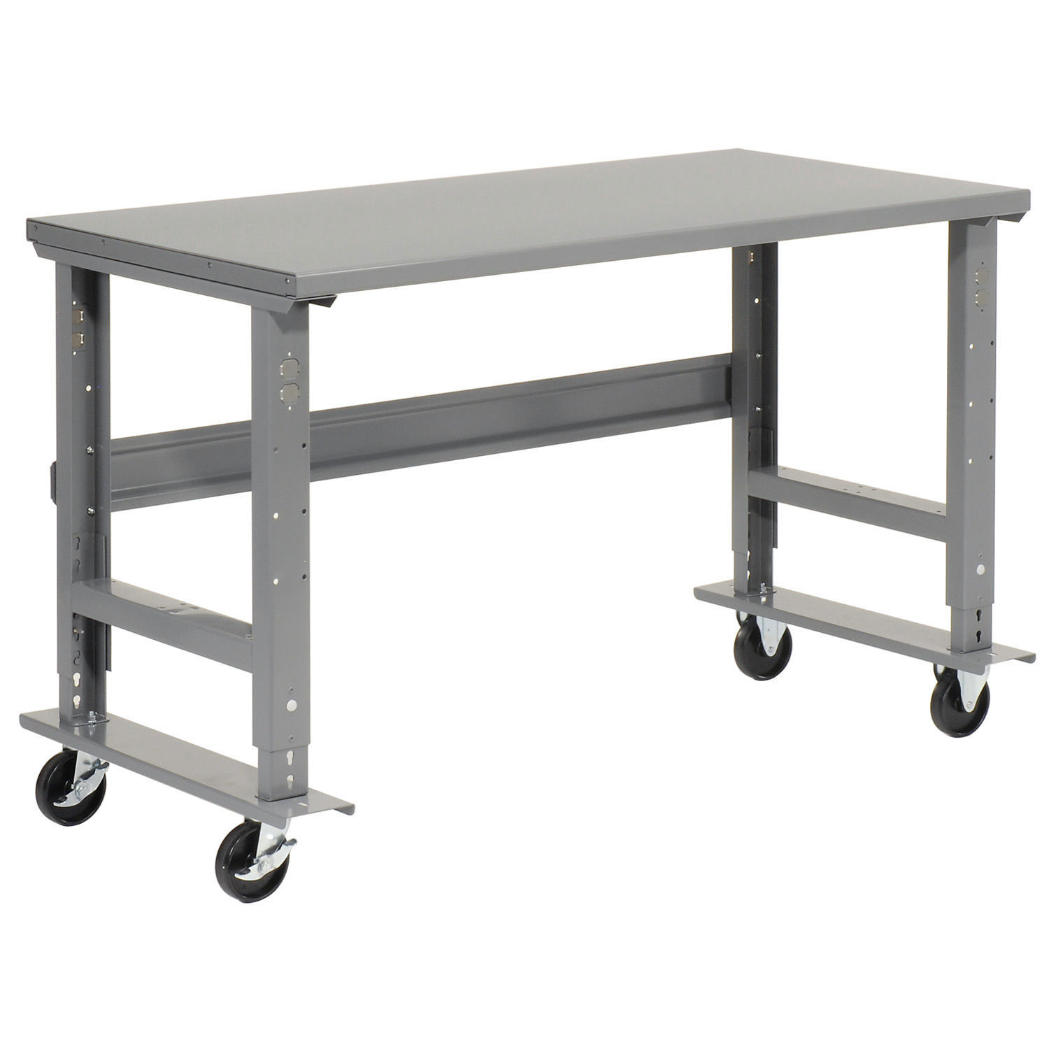 Mobile Adjustable Height C-Channel Leg Workbench, Steel, 60"W x 36"D