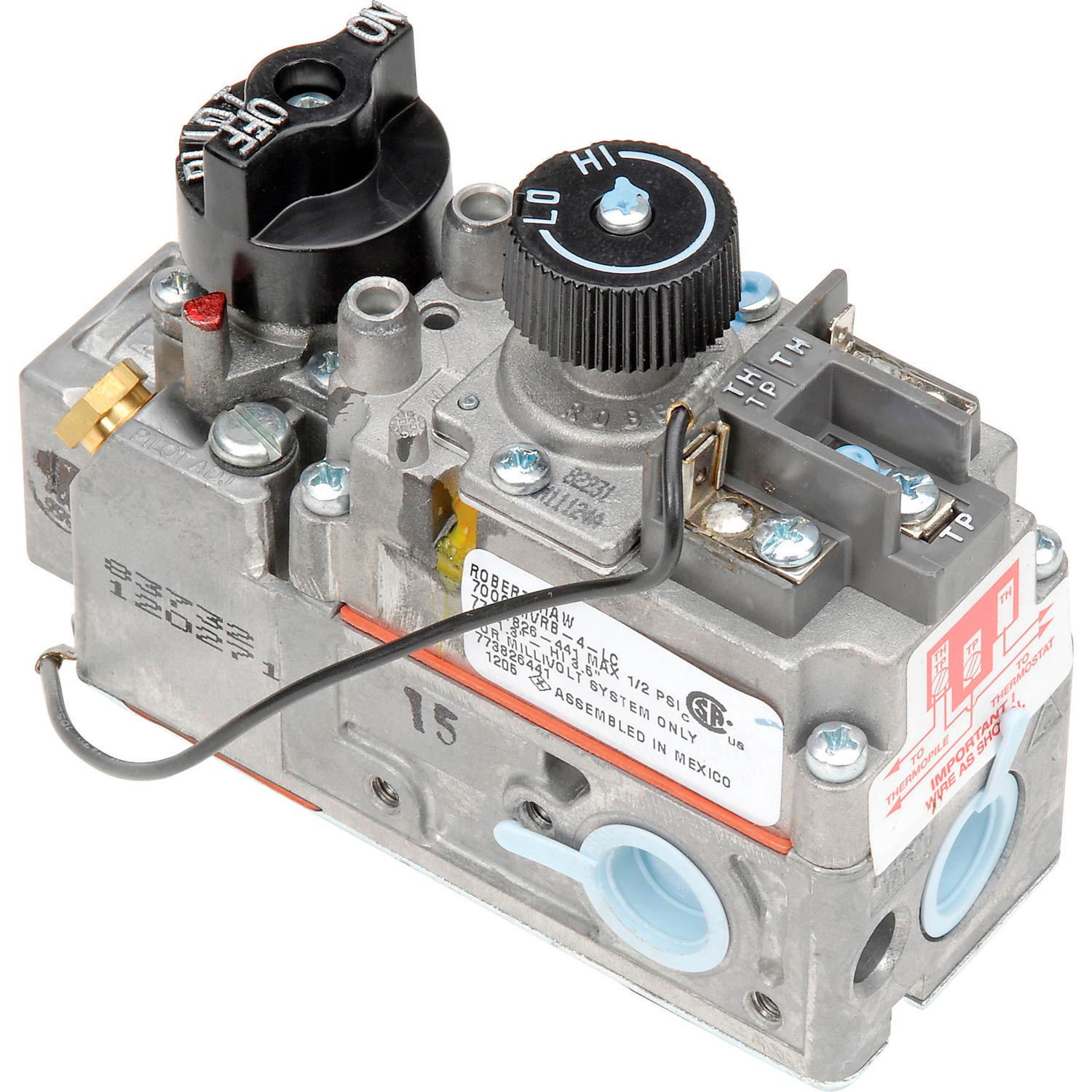 Gas Heating Valve 1/2" Inlet, 3/8" Outlet, HiLo Pressure Regulator