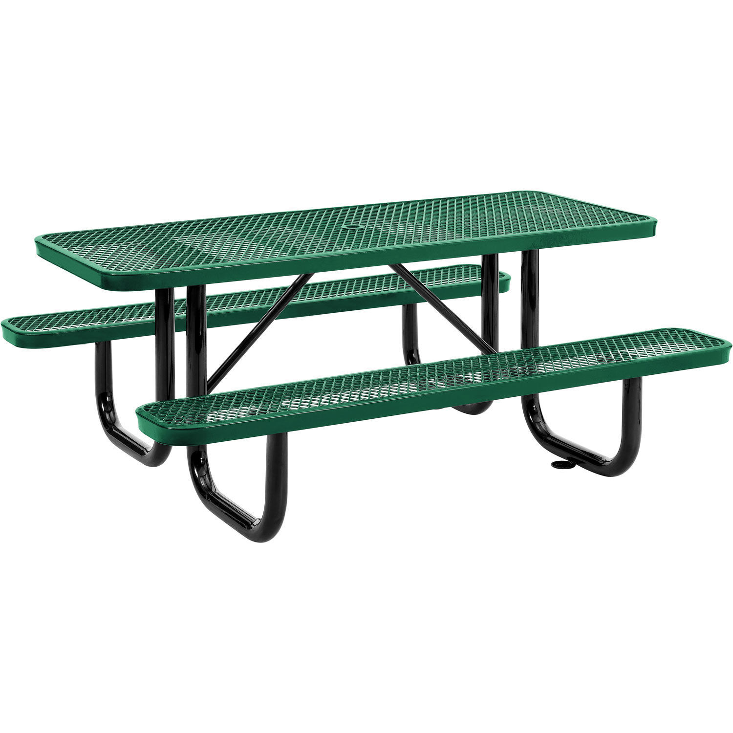 72" Expanded Metal Rectangular Picnic Table Green - Picture 1 of 8