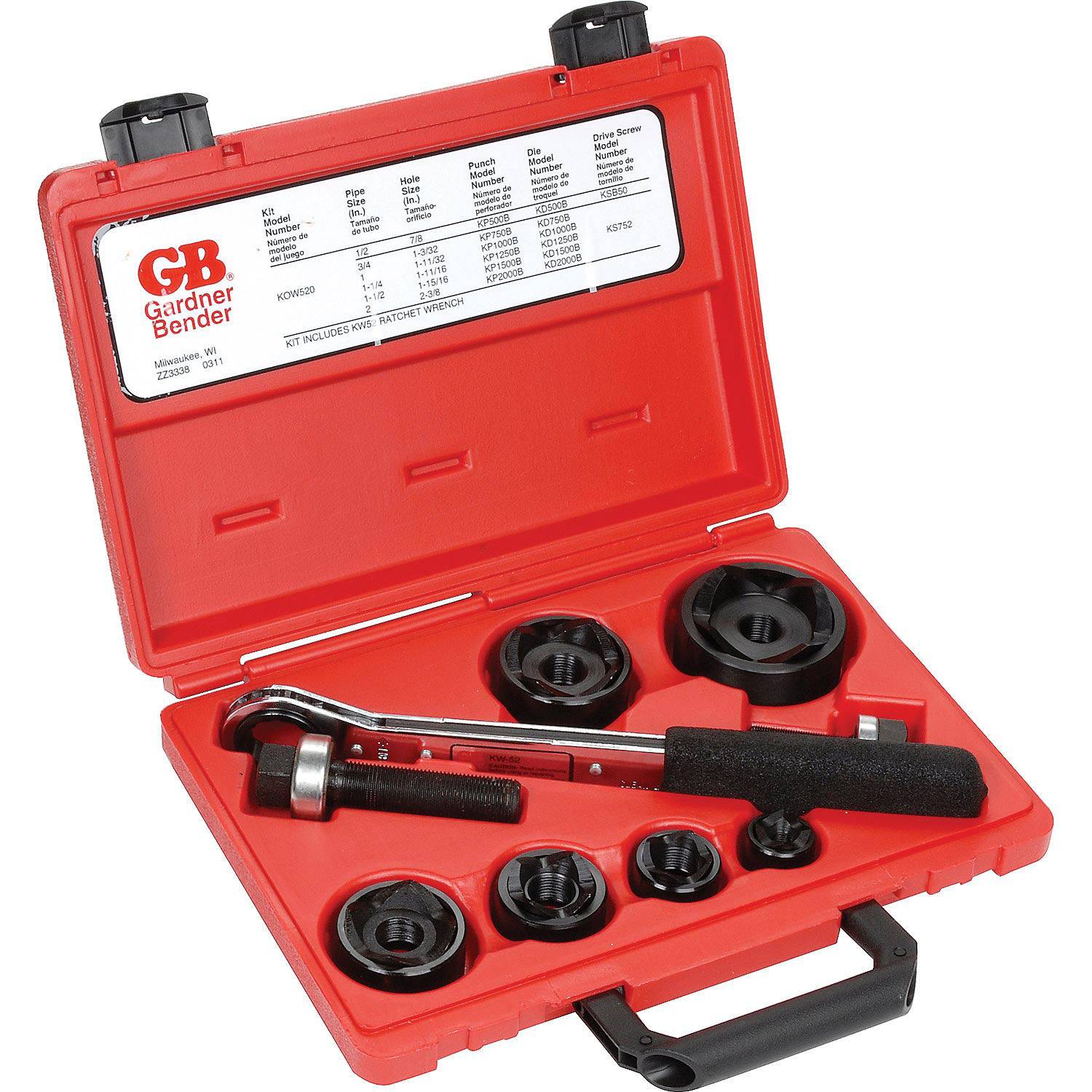 Gardner Bender Knockout Set, 1/2" 2" 32076813703 eBay