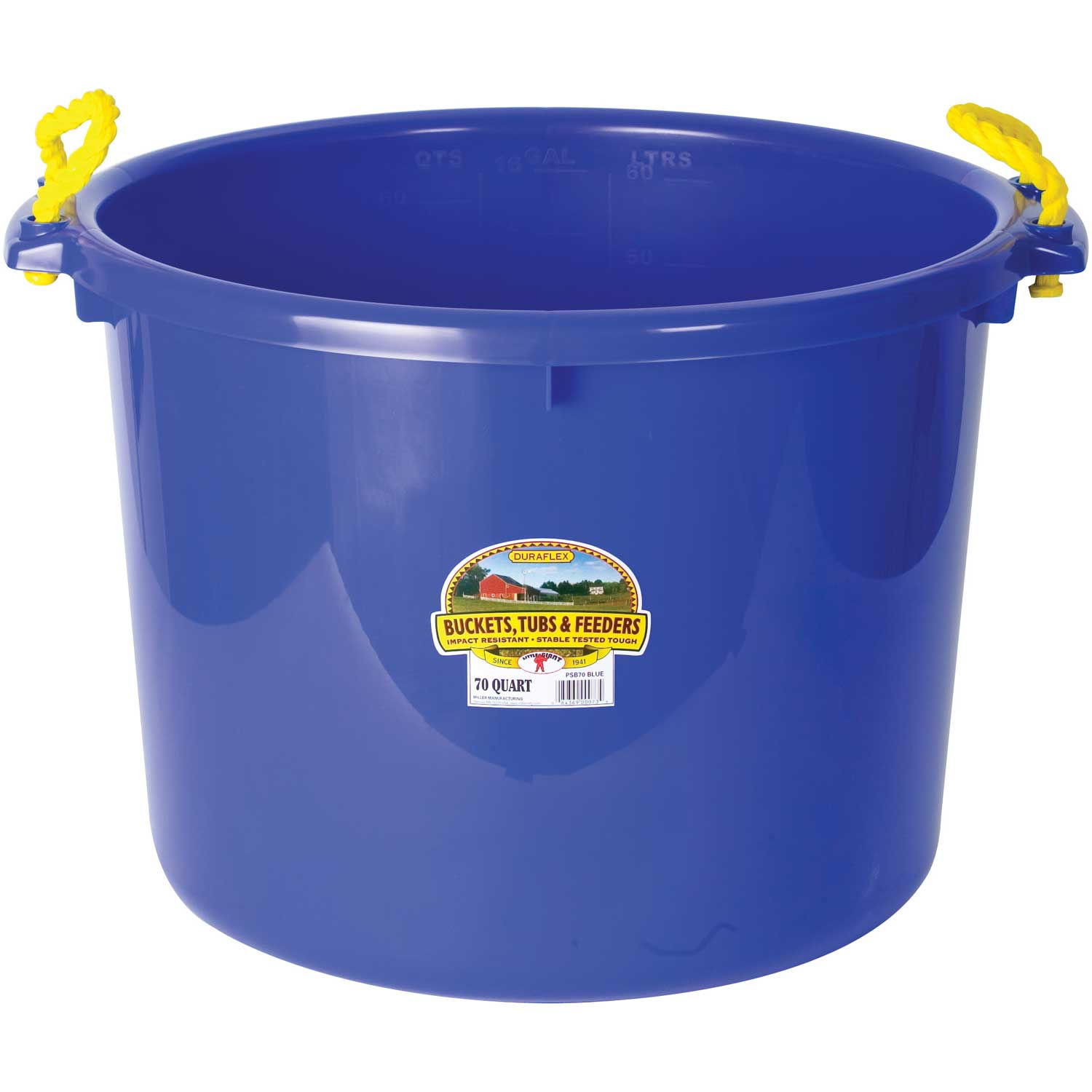 Little Giant Bushel Muck Bucket W/Rope Handles Poly & Poly Rope, 70 Qt