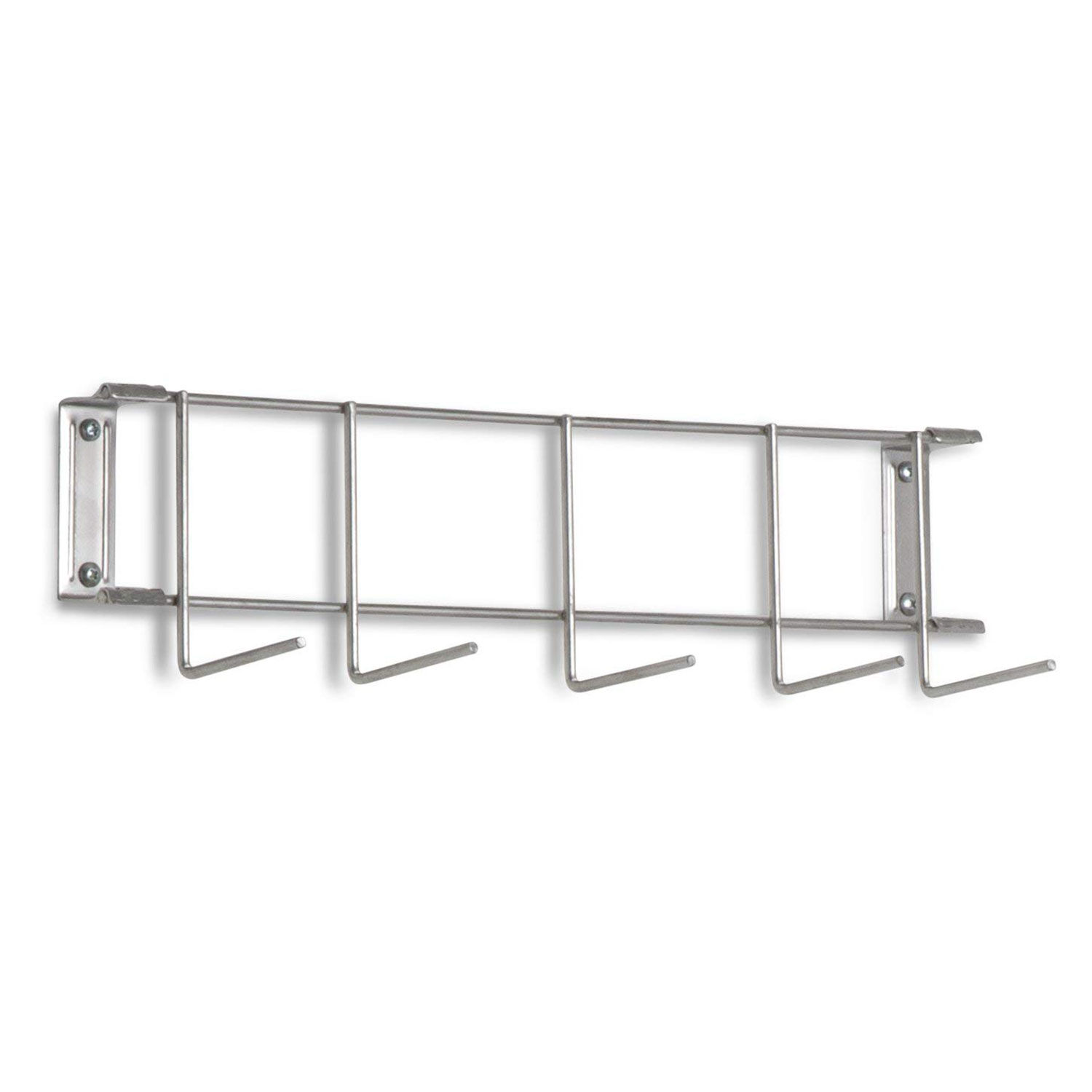 16" Utility/Sanitation Hook Rack,, PVC Coated, Five 2" Hooks, Stainless