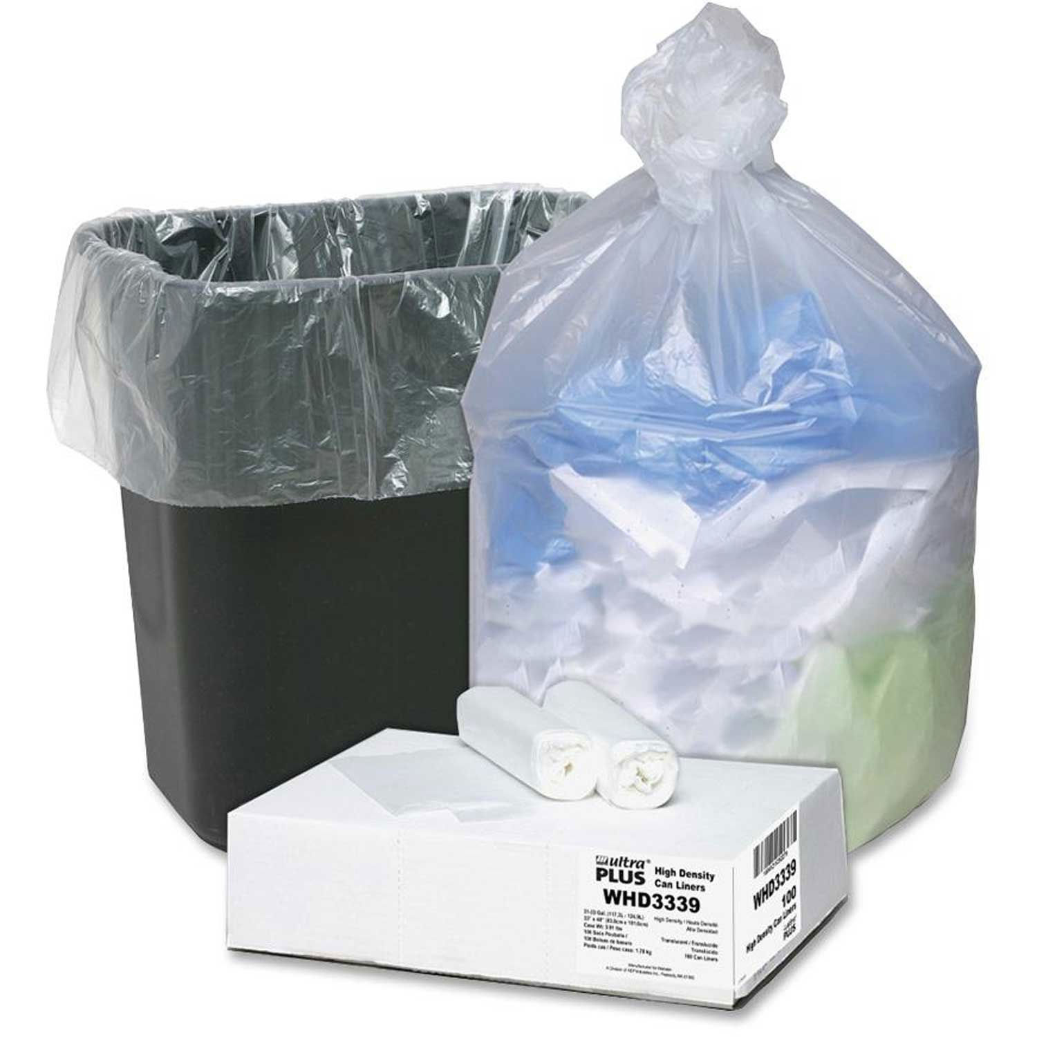 Webster Ultra Plus Trash Can Liners, Natural, 33 Gallon, 0.43 Mil | eBay