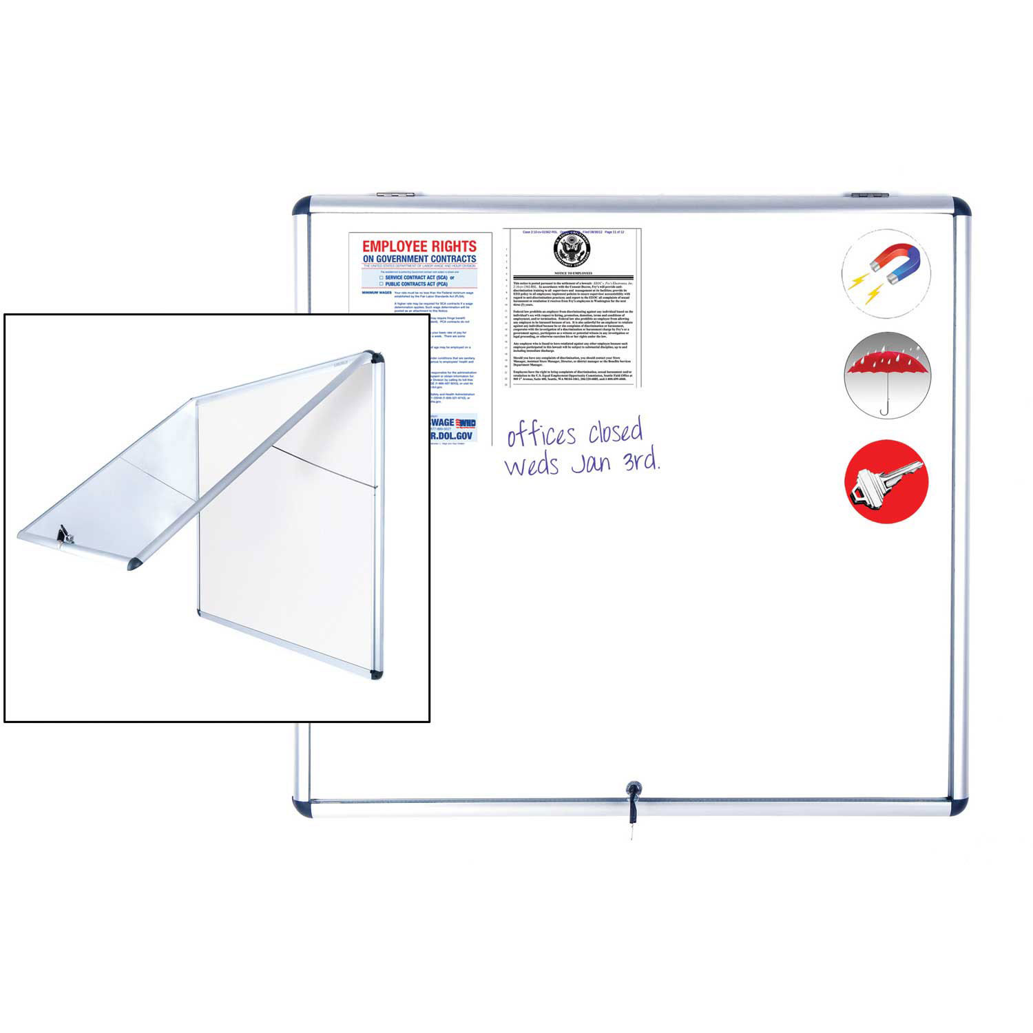 MasterVision H2O Outdoor Dry Erase Enclosed Board, 38"W x 47"H