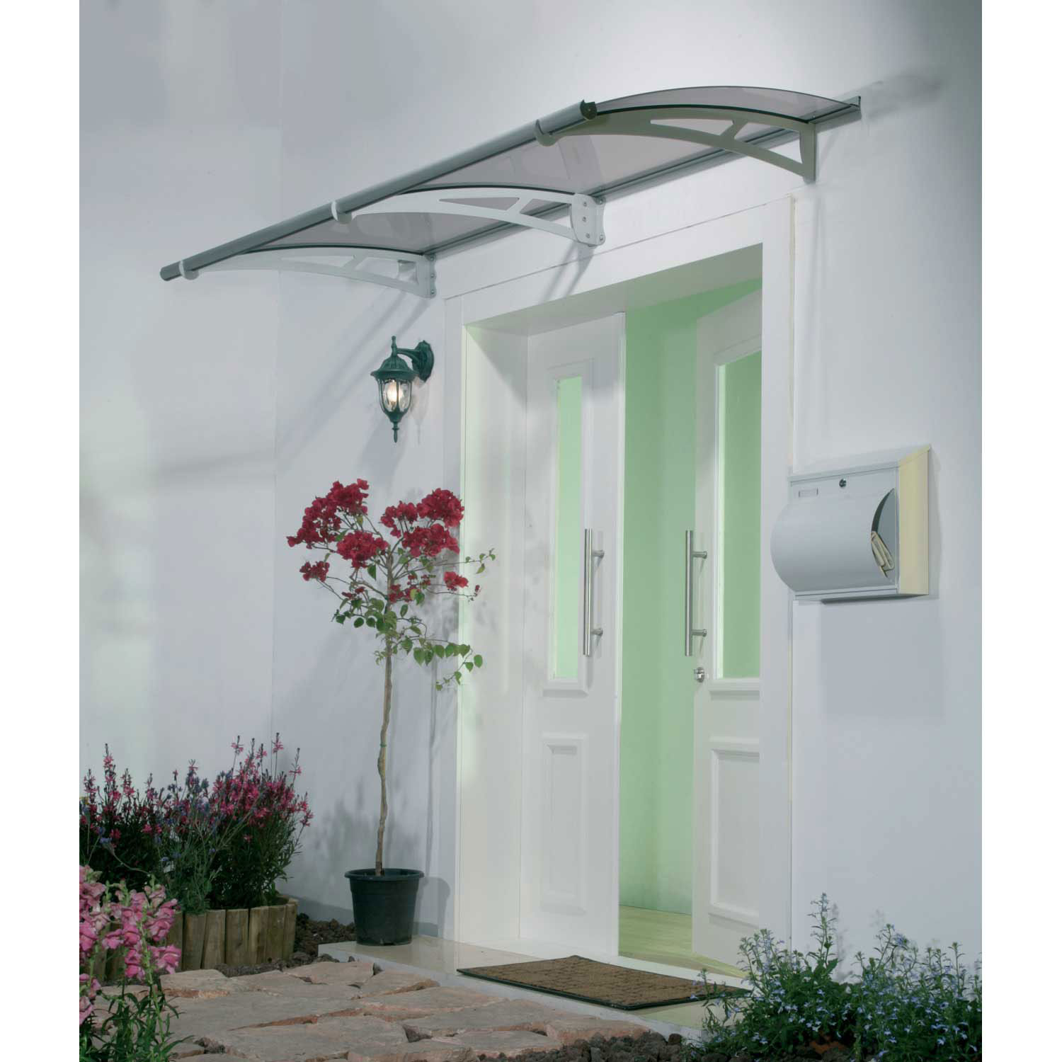 Palram Aquila 2050 Door Awning 7 L X 3 W Grey Panel Aluminum