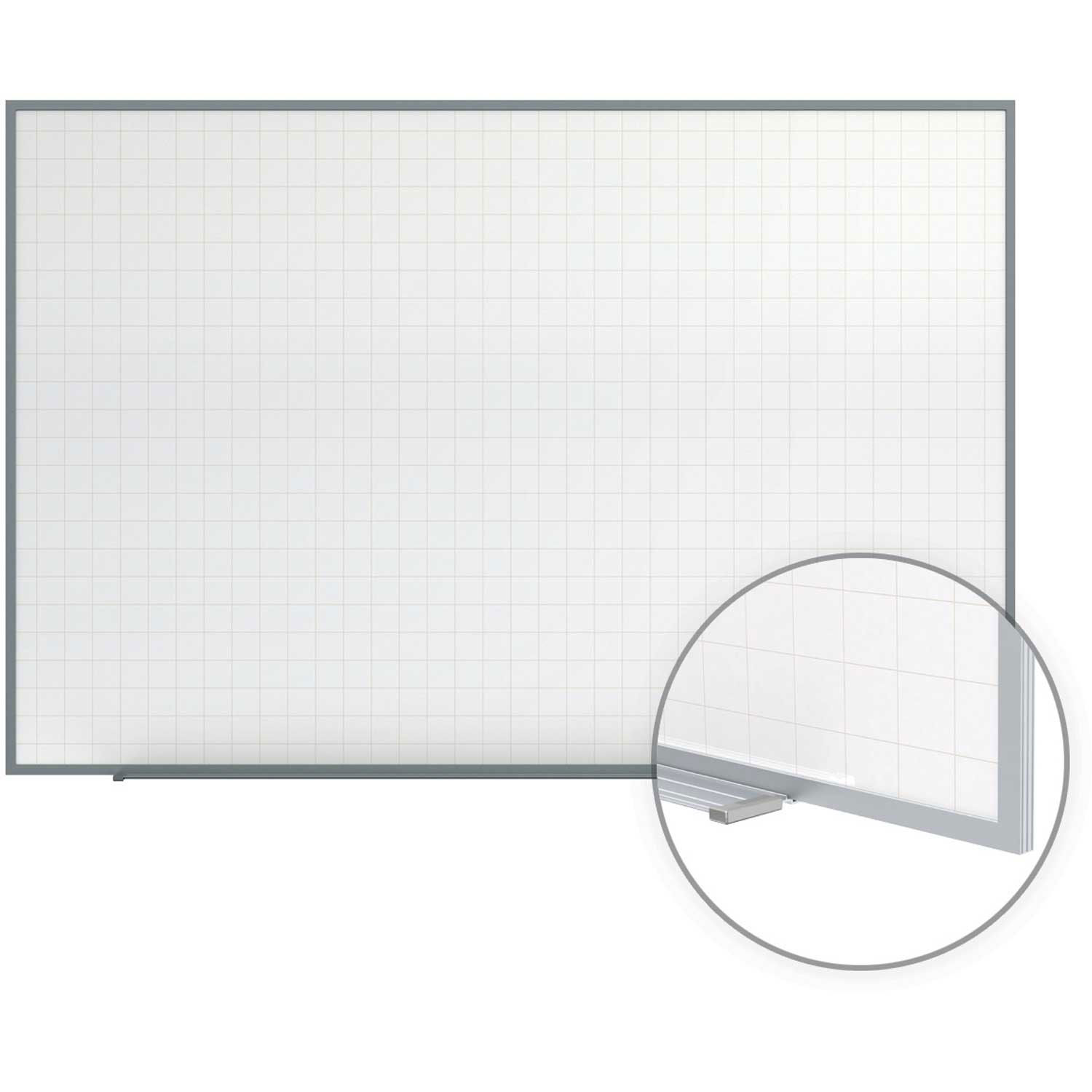 Ghent Phantom Line Whiteboard w/2"x2" Grid, White, 361/2 x 24