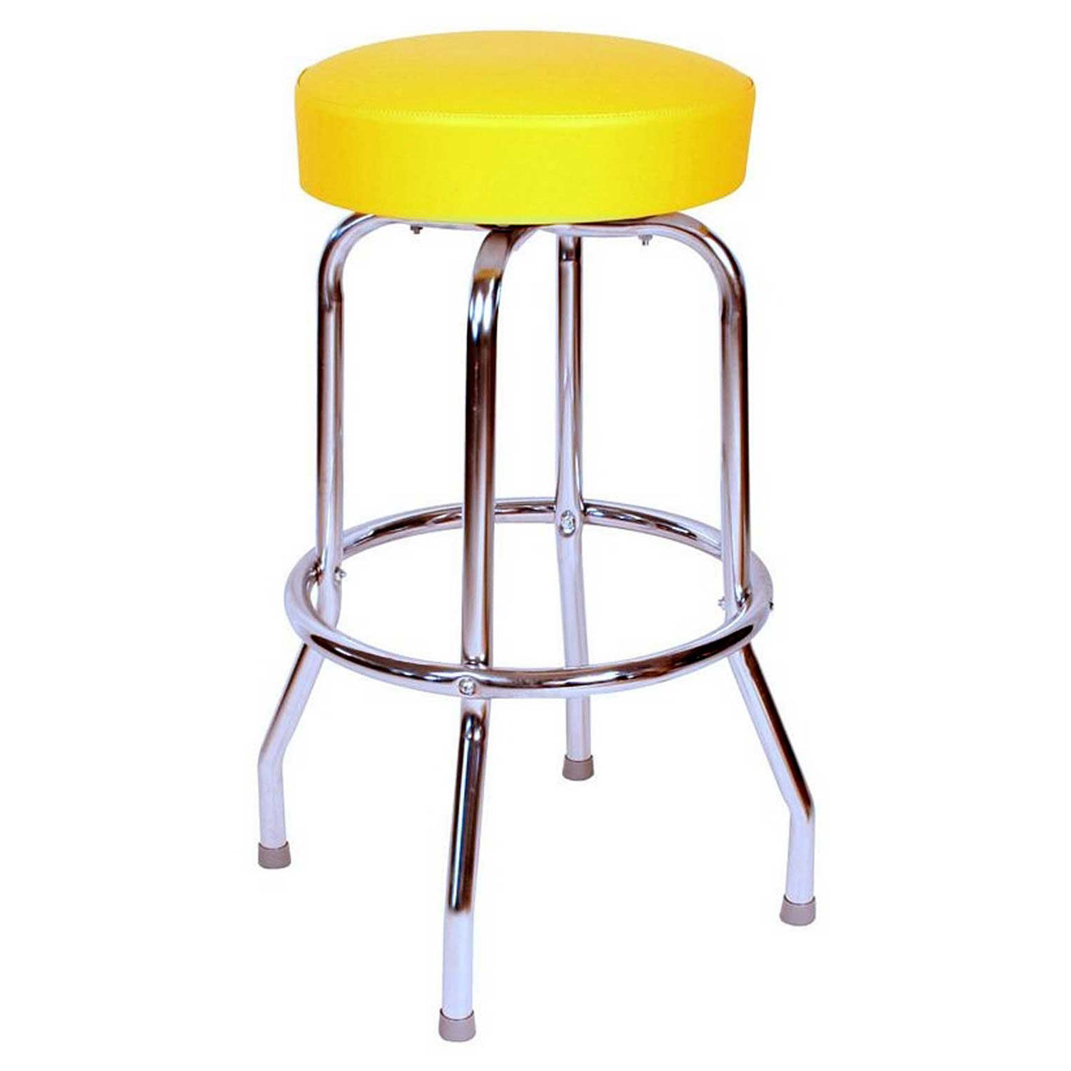 30 Backless Swivel Bar Stool Chrome Frame Yellow Seat Ebay 0780