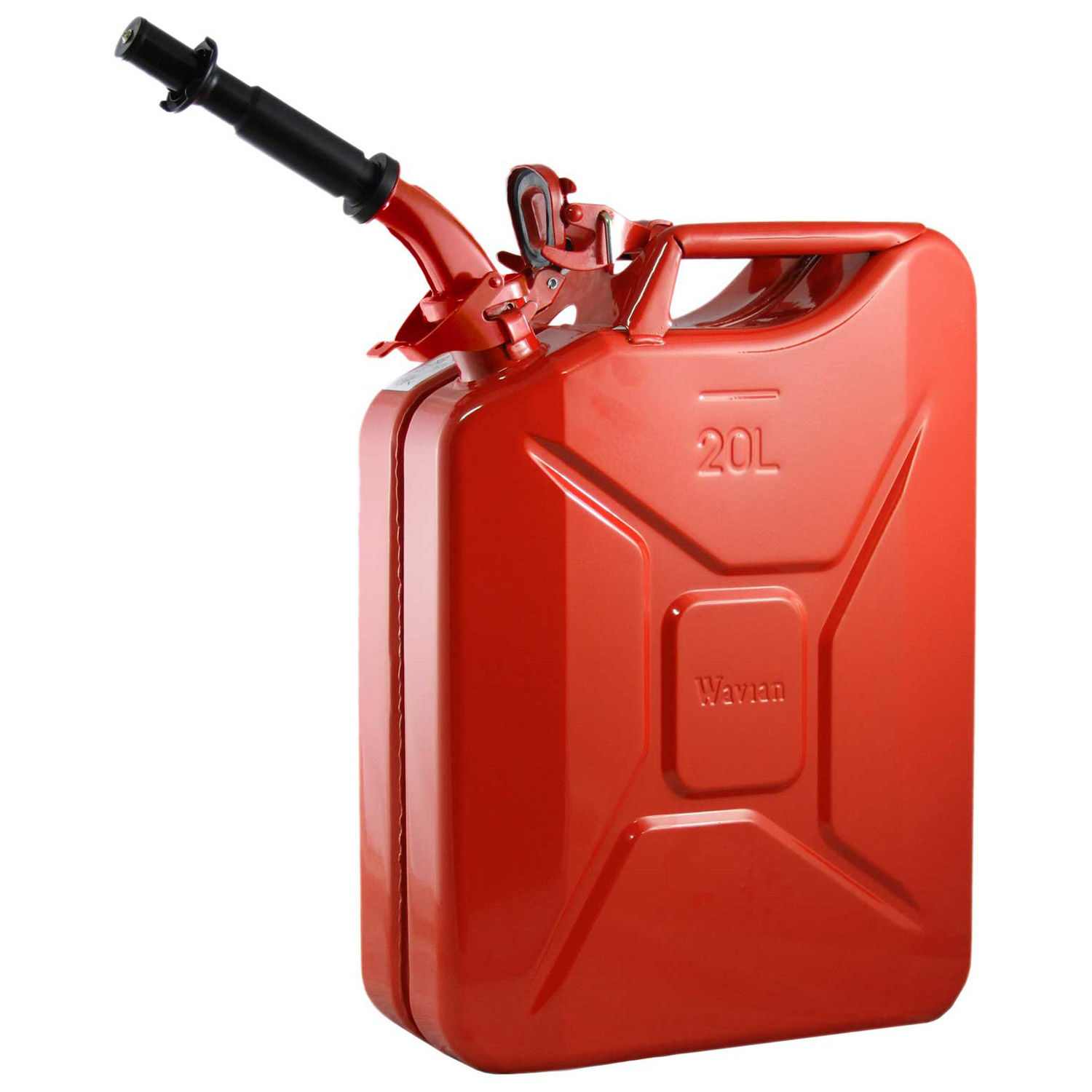 Wavian Jerry Can w/Spout & Spout Adapter, Red, 20 Liter/5 Gallon
