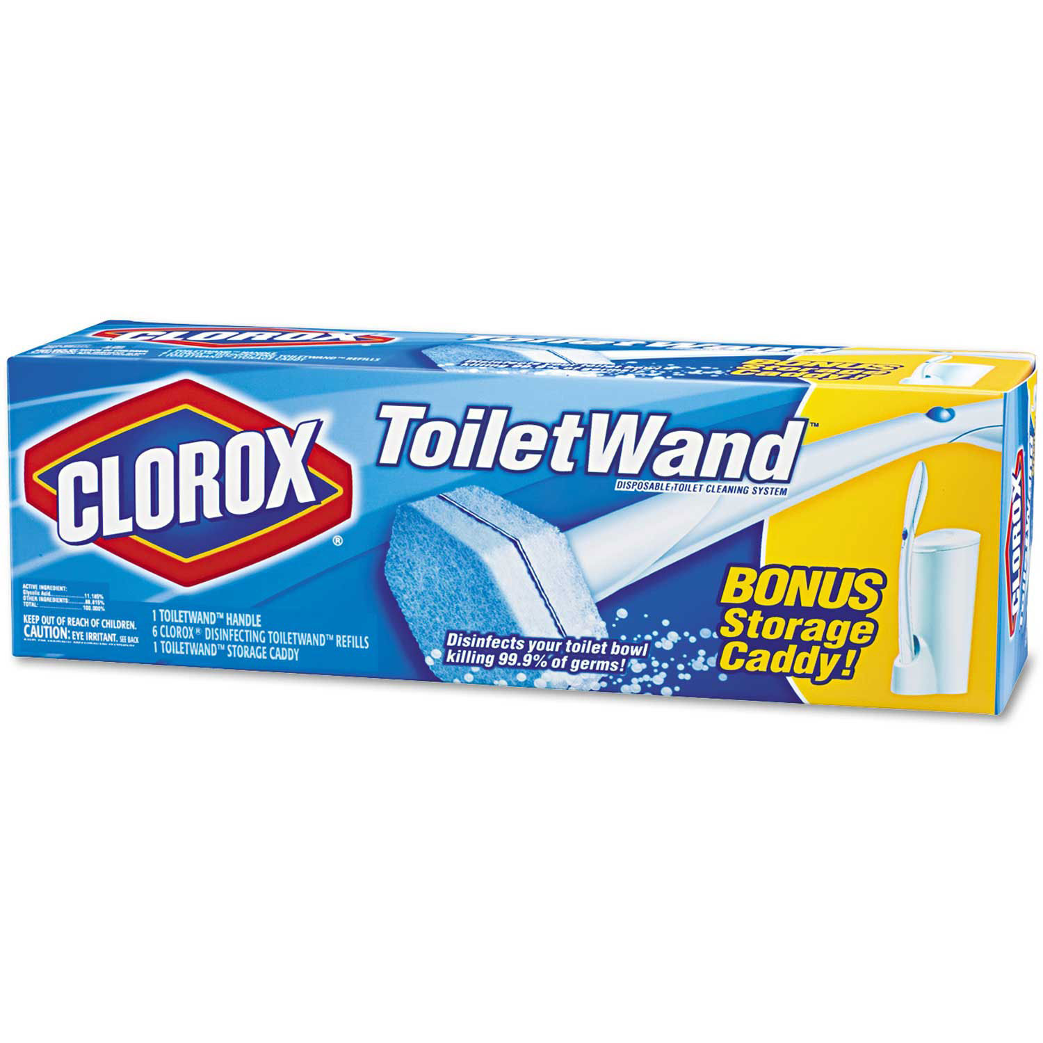 Clorox Toilet Wand Kit w/Caddy & Refill Heads; 1 Kit/Box, 6/Case, Lot