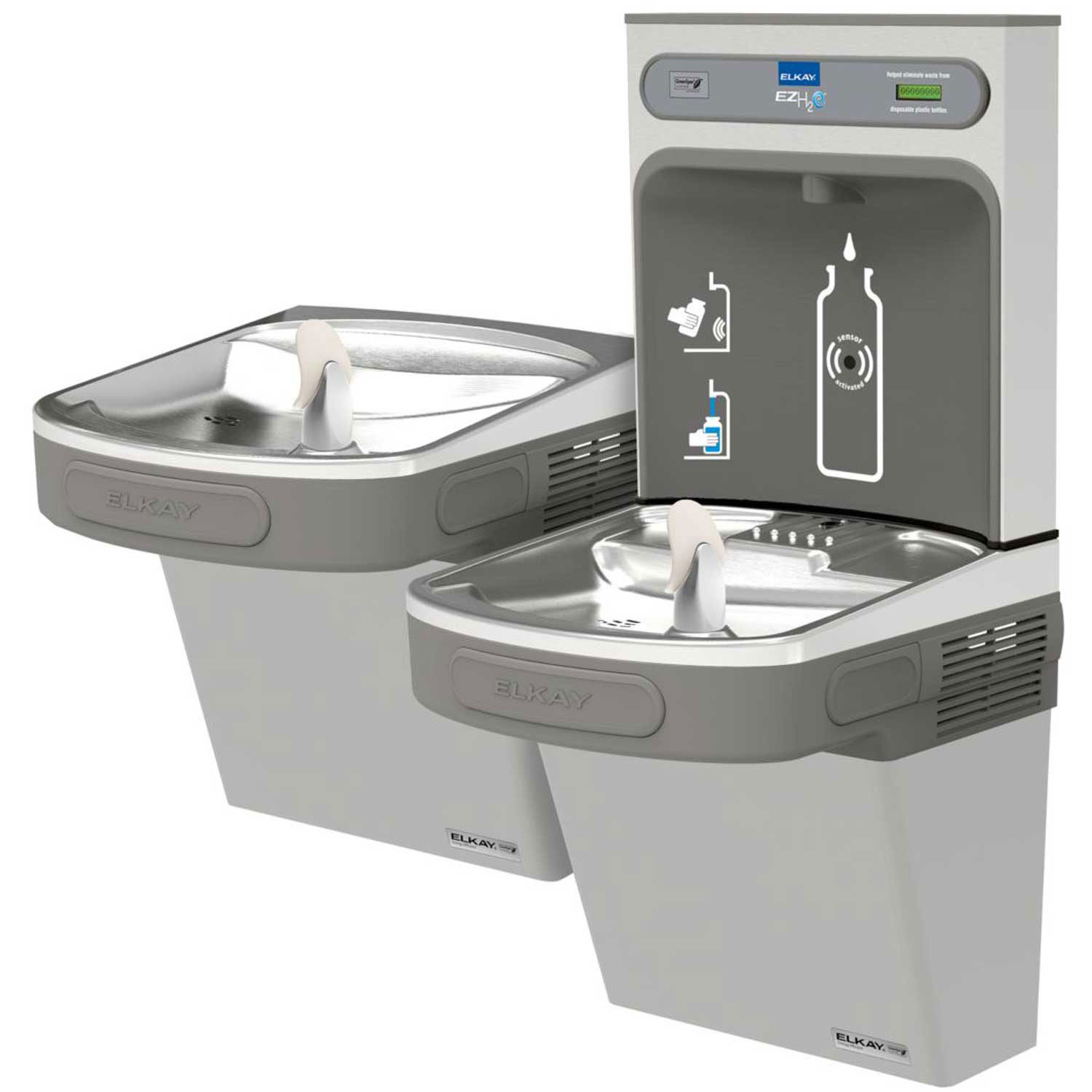 Elkay Water Bottle Refilling Station, Reversible BiLevel, Non Refrig