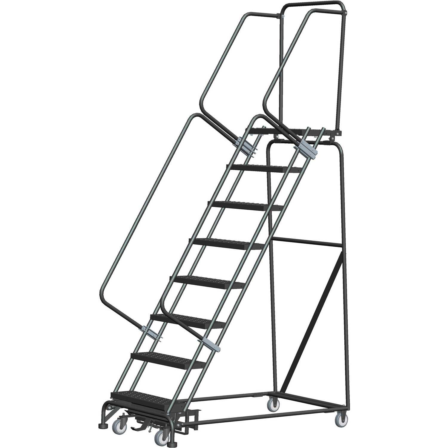 Ballymore WA082414G 8 Step Safety Rolling Ladder, Weight Actuated Lock