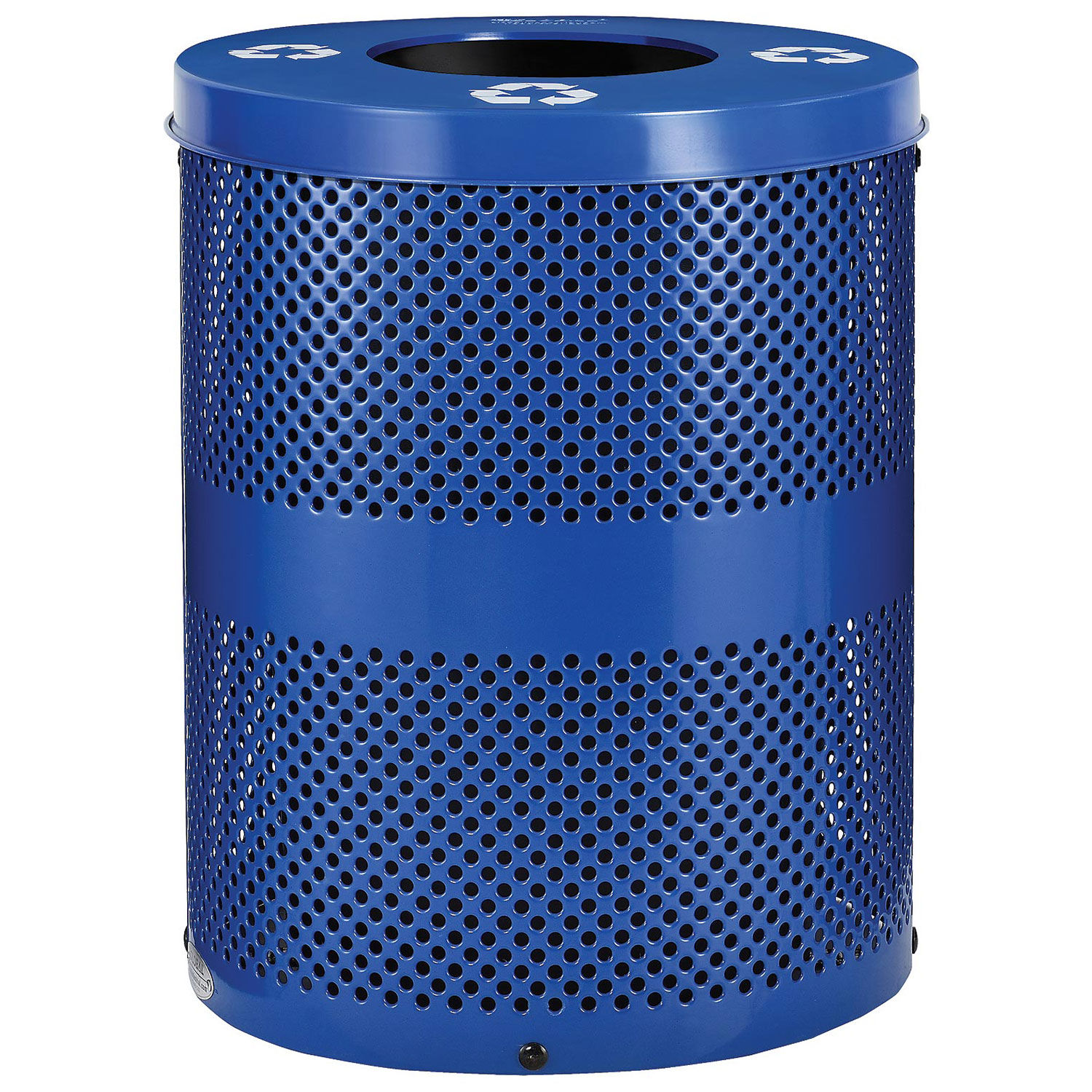 Thermoplastic Perforated Recycling Receptacle w/Flat Lid, 32 Gallon ...