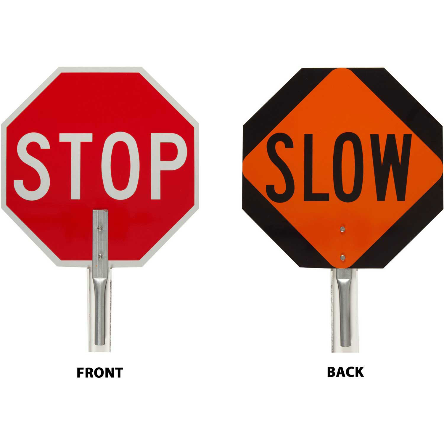 Traffic Control Paddle 2 Sided Stopslow Sign Aluminum 18w X 18h