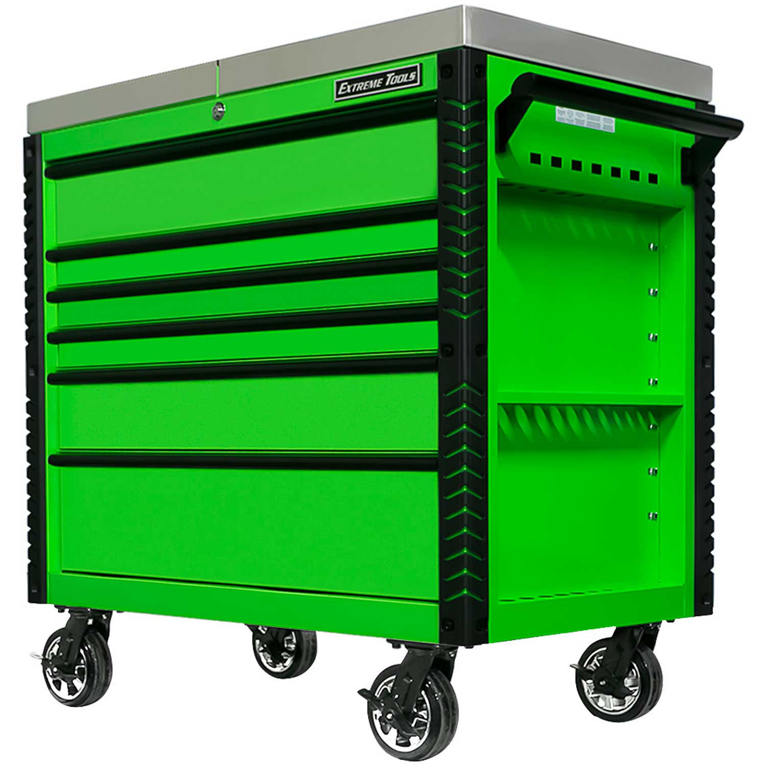 Extreme Tools EX4106TCSGNBK 6 Drawer Green Sliding Top Tool Cart Black ...