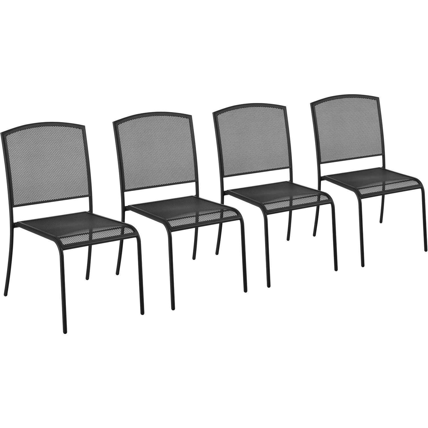 Outdoor Cafe Steel Mesh Stacking Chair, Black, 4 Pack | eBay