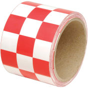 INCOM Checkerboard Hazard Tape, 3"W x 54'L, Red/White, 1 Roll