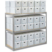 Record Storage Rack With 18 Boxes, 42"W x 15"D x 60"H, Gray