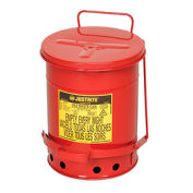 Justrite Oily Waste Can, 6 Gallon, Red