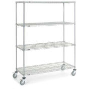 Nexel Chrome Wire Shelf Truck, 60x24x80 1200 Pound Capacity with Brakes